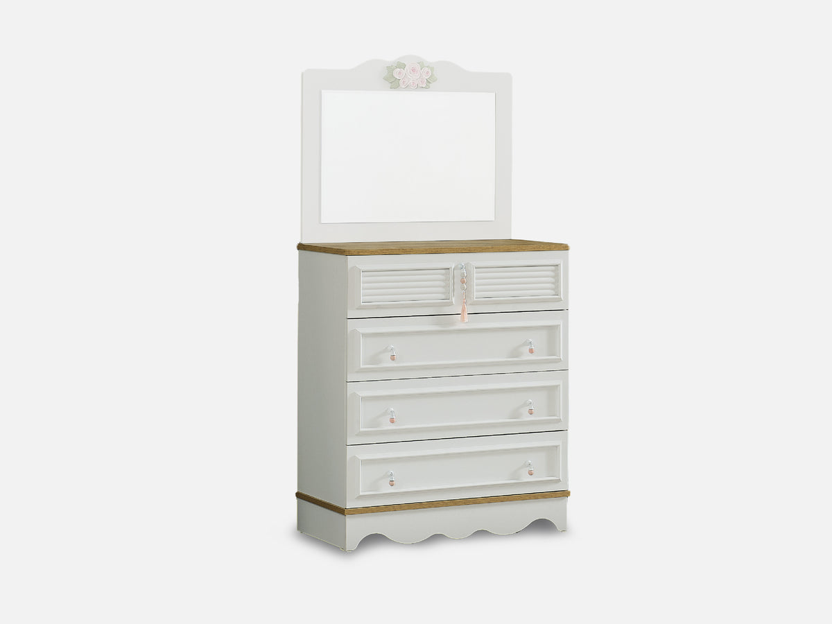 Luna Şifonyer 4 Çekmeceli Pudra