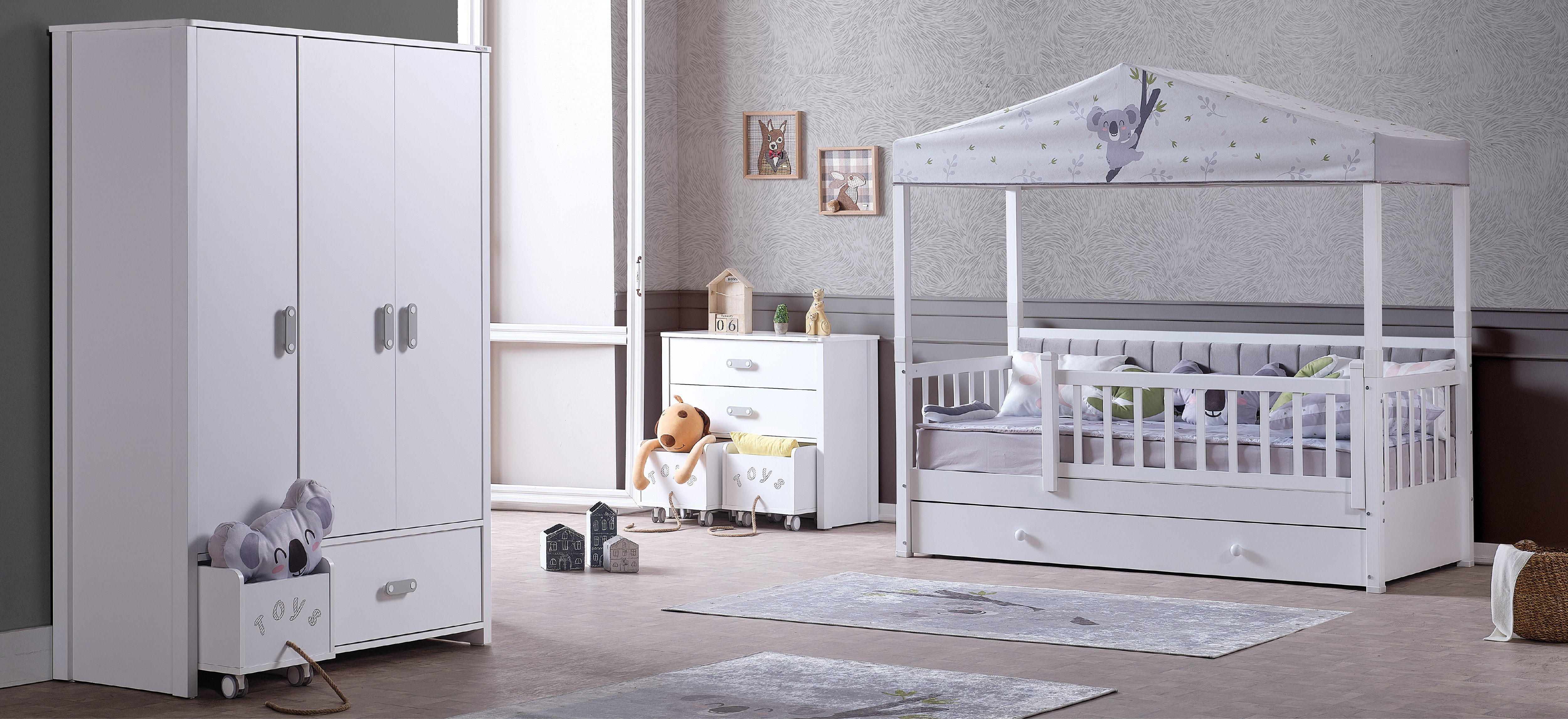 Soho Koala Çocuk Odası Takımı | Korkuluklu, Çekmeceli & Güvenli